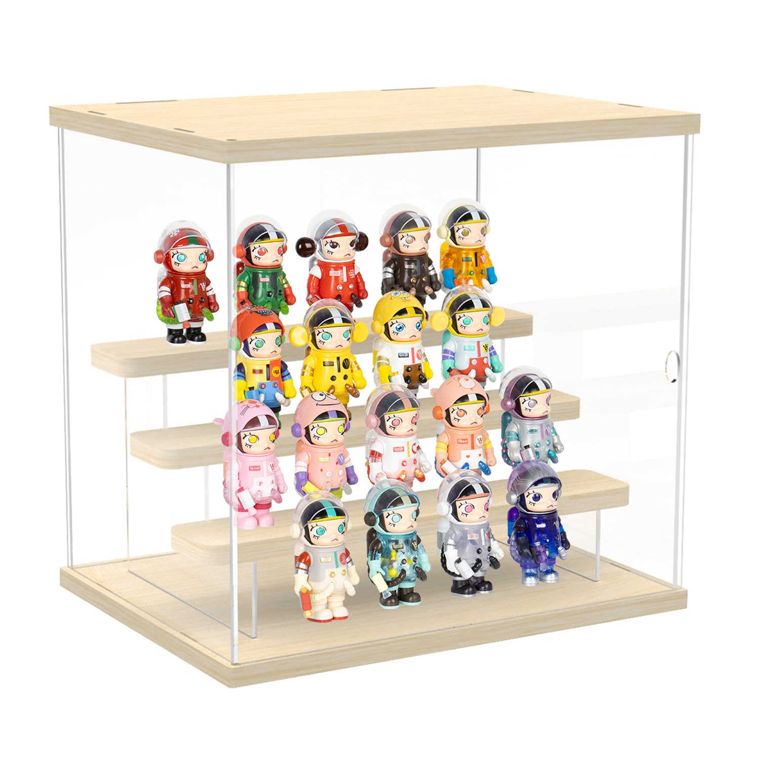 Siyecioa Showbox vitrine met deur voor actiefiguren, speelgoed, minifiguren en verzamelfiguren - zelfmontage met 2 lagen (40 × 30 × 25 cm