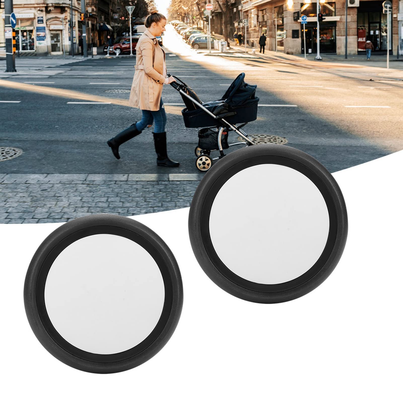 Baby Strollers Rubber Wheels, Replacement Baby Strollers Yoyo Rubber Front Back Wheels Accessories for Yoya Vovo Kids Carriage with Tools (A Pair of Rear Wheels)