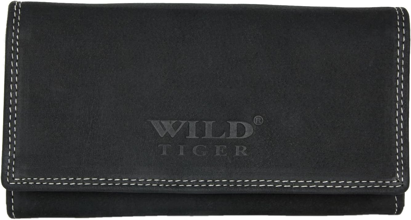 Wild Tiger Women's Dark Grey Genuine Leather Wallet
