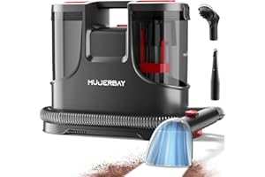 Carpet Cleaner, MUJERBAY 15Kpa Portable Spot and Stain Cleaner Machine, Easy Move with Handle, 1.5-inch Deep Cleaning Shampooer for Couch, Stairs, Car and Pet Messes. Red