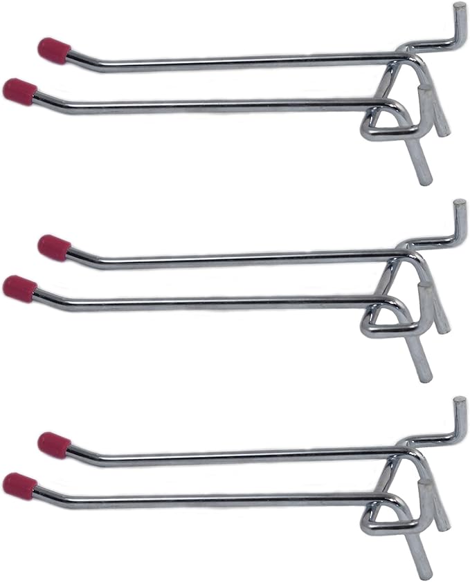 Pack of 8 Double Prong Pegboard Hooks (6 Inch) Office Products