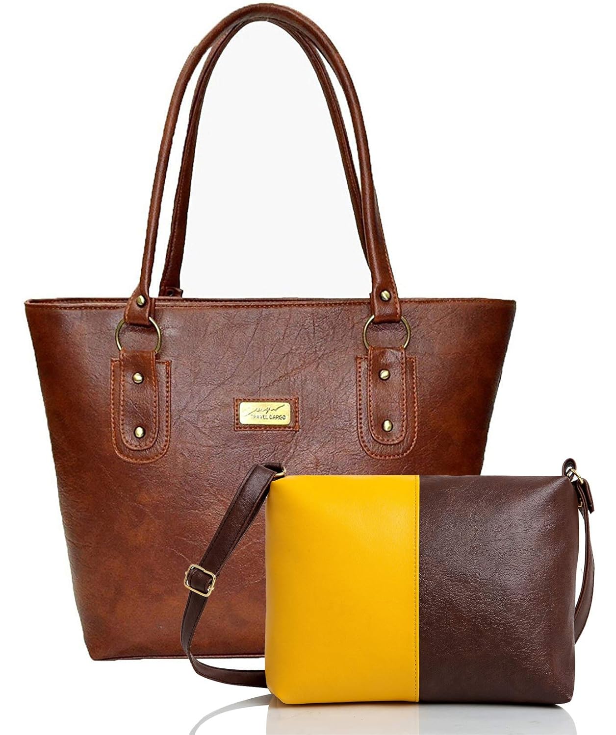 mammon women's leatherette handbag and sling bag combo (multicolour)