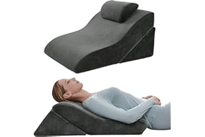 Axelrod Bed Wedge Pillow Set Foam | Adjustable Pillows for Back, Leg and Knee Pain Relief | Post Surgery Ortho Pillow – Anti Snoring, Heartburn, Acid Reflux & GERD Dark Grey