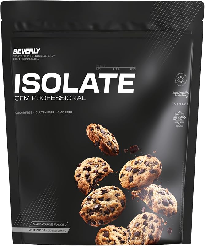 Beverly ISOLATE CFM – Isolado de Soro Premium | 30 g de proteína | Baixo em lactose e sem açúcares adicionados | 29 porções | Construção muscular (1 kg, bolacha de chocolate)