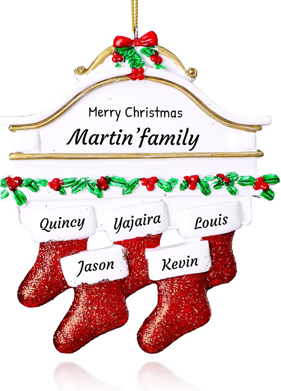 Tree Toppers - witfox Personalized Family Christmas Ornaments 2023 - Personalized Christmas Ornaments Family of 5, Custom Name Stocking Xmas Ornaments Personalized Christmas Gifts for Family Members