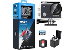 AKASO V50X Native 4K30fps WiFi Action Camera with EIS Touch Screen 4X Zoom 131 feet Waterproof Camera Support External Mic Re