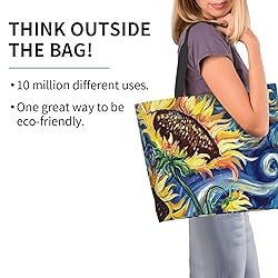 Famame Watercolor Sunflower Canvas Tote Bag Large