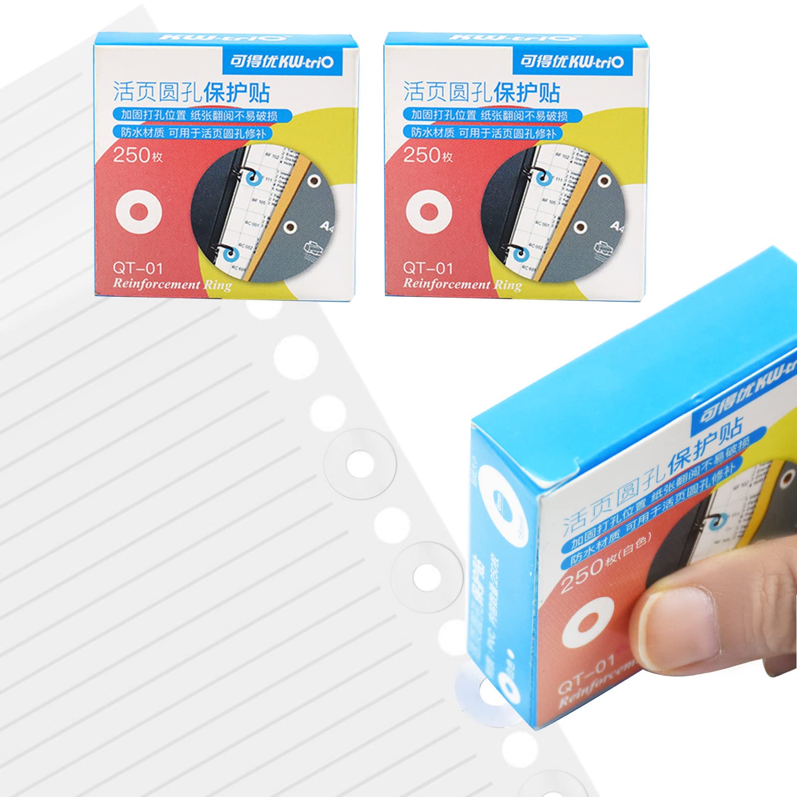 Pack of 500 Reinforcement Rings Hole Reinforcement Rings Hole Reinforcement Rings Hole Punch Reinforcement Sticker Labels Tear-Resistant Plastic Circles Hole Protection for Loose Sheets, White