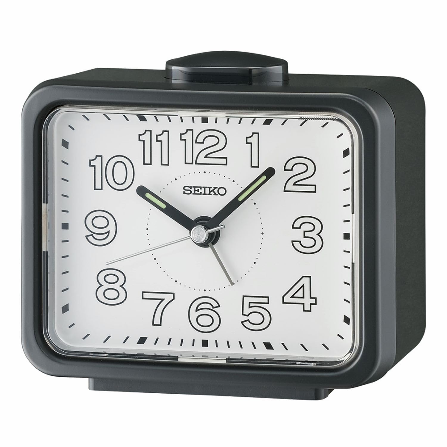 Photo 1 of SEIKO QHK061KLH Rectangular Non Ticking Bedroom Alarm Clock, Black, 3.4 x 4.3 Inches