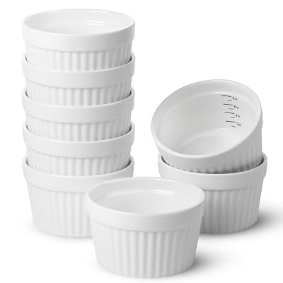 BTaT- Ramekins, Set of 8, Ramekins for Baking, Ramekins 8 oz, Ramekin with Measurement Markings, Creme Brulee Dishes, Souffle Cups, Custard Cups,