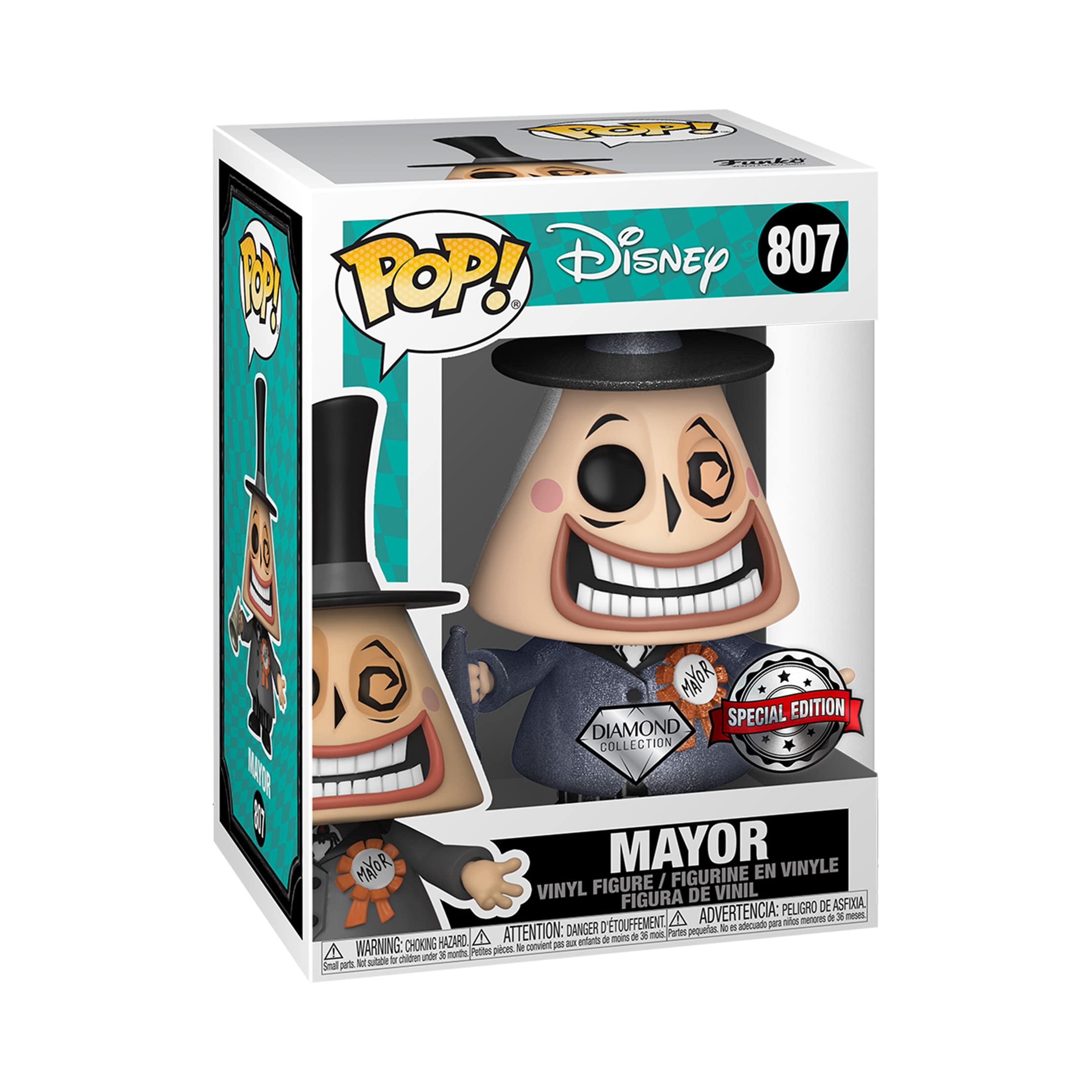 Funko Pop Nightmare Before Christmas Mayor w/Megaphone Diamond Special Edition, multicolour, Standard, 3D Strong Snack Holder