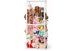 BomSaluka Stuffed Animal Storage, Kids Toy Zoo Storage Organizer with Elastic Band, Thicken PVC Tube Large Stuffed Animals Holder for Nursery Playroom Bedroom Room Furniture Plush Storage