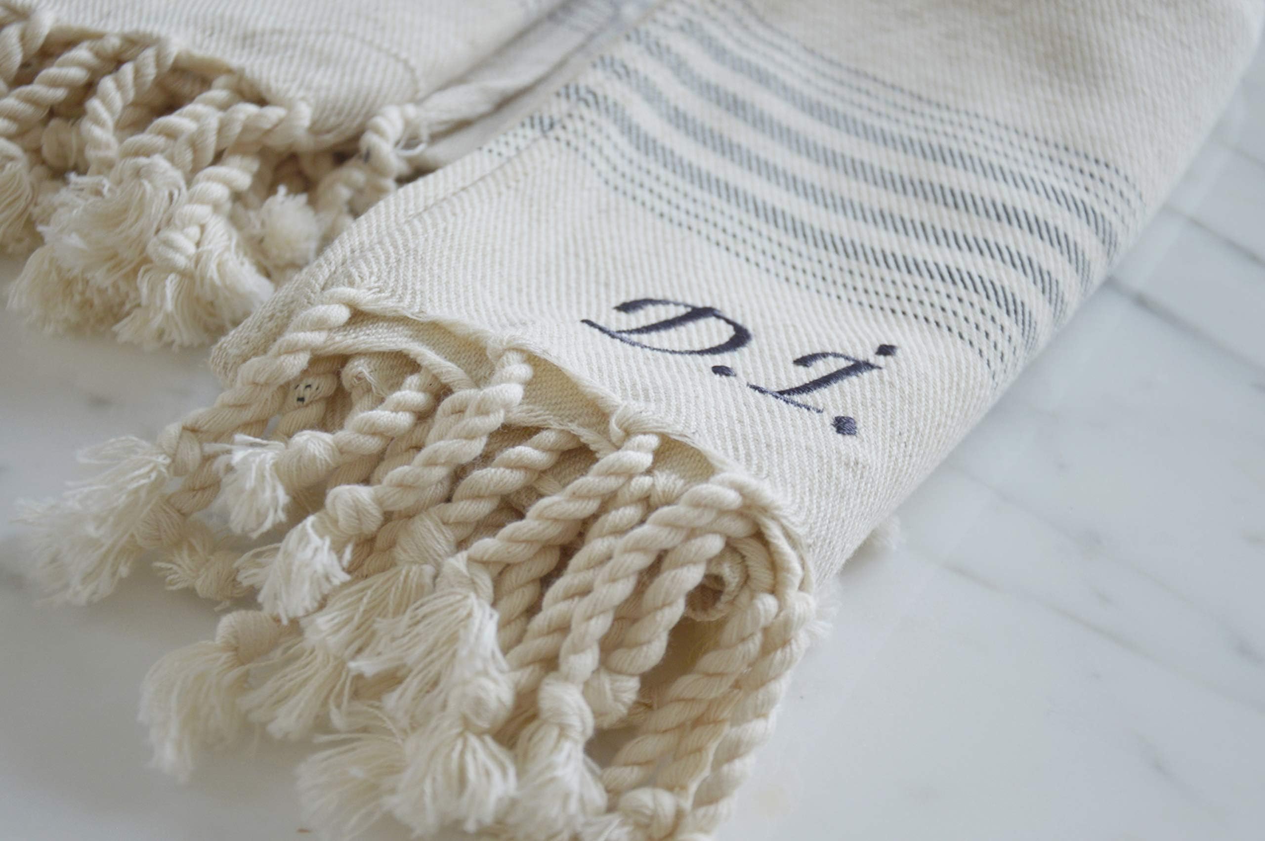 Ahenque Set of 2 Linen Premium Quality Tea Towel, Eco-Friendly Hand Towel, Hand-loomed Kitchen Towel, Cream Kitchen Towel Set, Face Towel Set (Monogrammed)