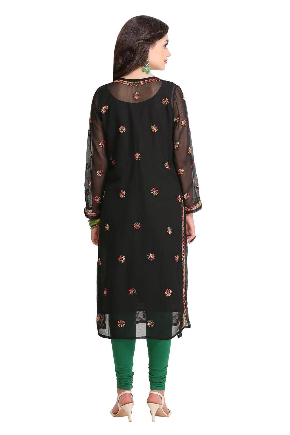 ada hand embroidered ethnic casual chikankari straight georgette kurti a90314