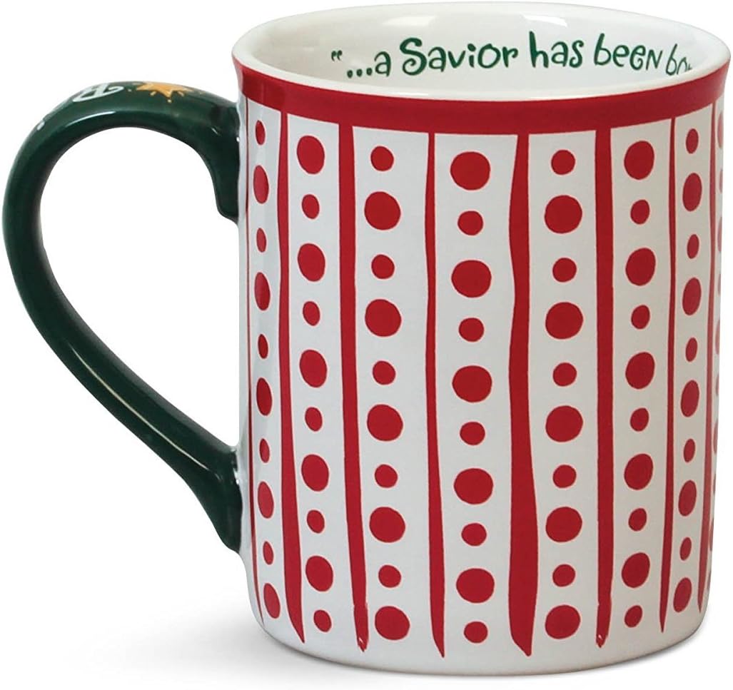 Rejoice A Savior Is Born Luke 2:11 Red Dot 16 oz. Christmas Coffee Cocoa Mug