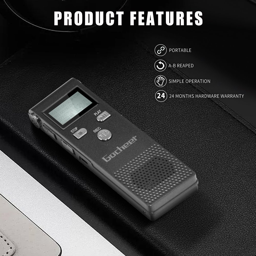 Gocheer Multifunctional Rechargeable 8GB Digital Audio Voice Recorder/Dictaphone/MP3 Player