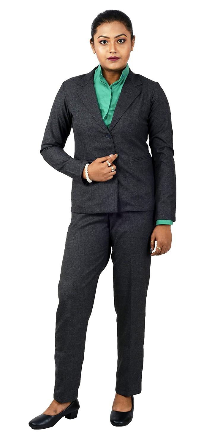 women's formal suit charcoal grey