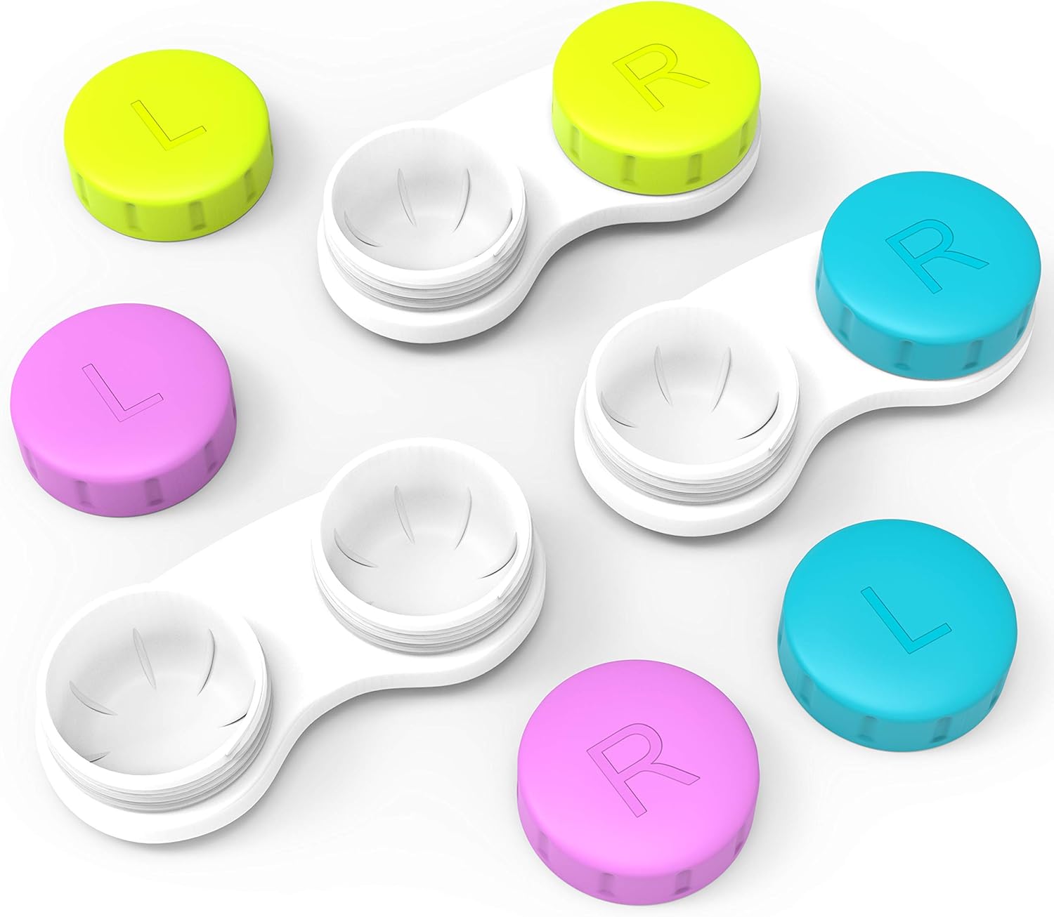CHATTAL Colorful Contact Lens Case, Pack of 6 Leak Proof, Compact Eye Contact Case for Travelling: Health & Personal Care