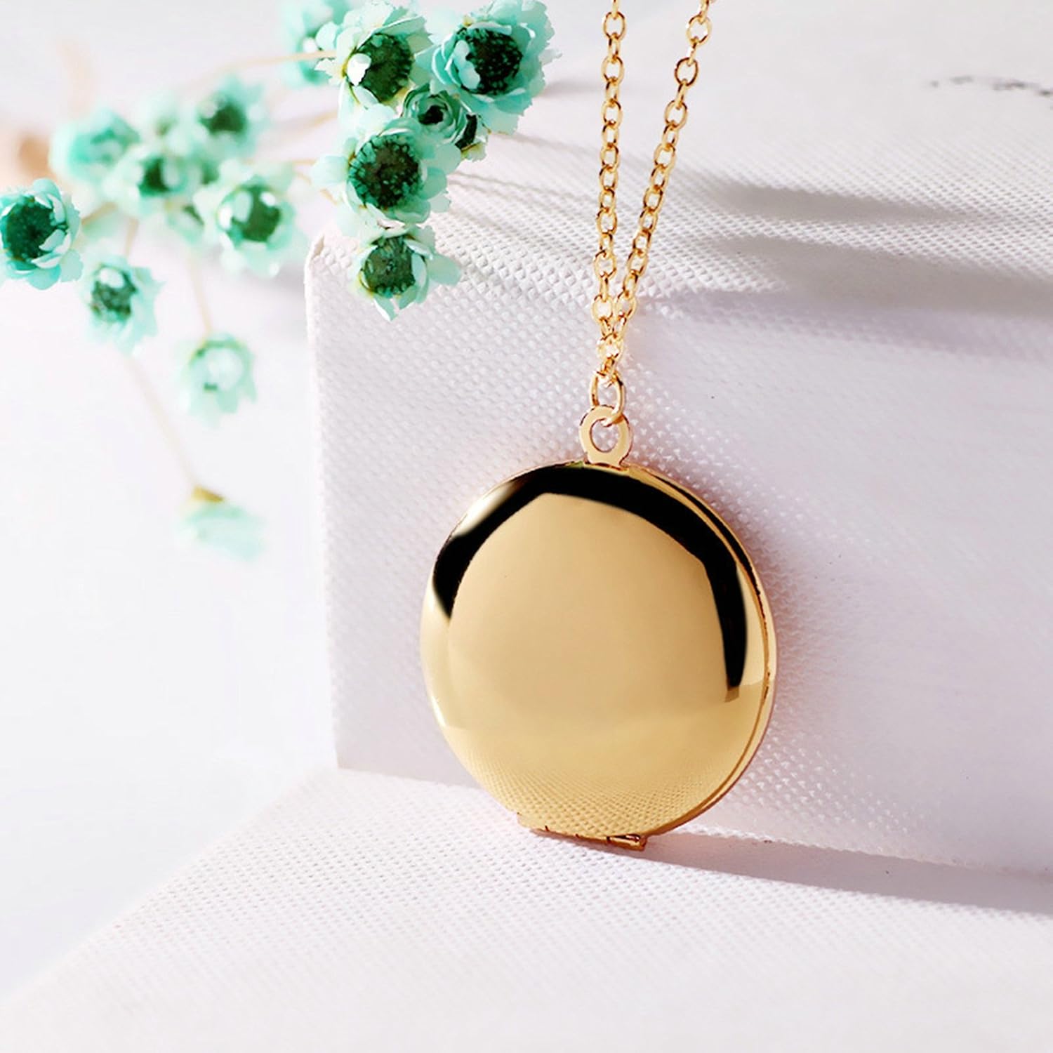 Beydodo Memorial Jewelry Women Locket Necklace Round High Polished Gold Silver Women Necklaces Filrougecapital Com