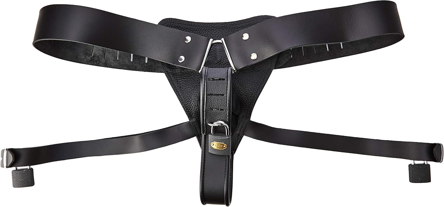 Zado Leather Chastity String, Black, Small/Medium, Leather, Metal, S-M - Image 3