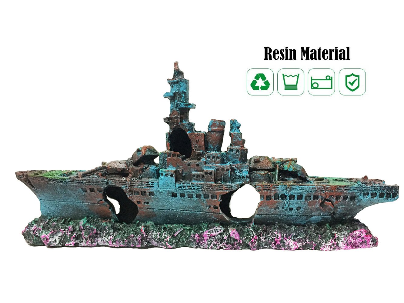 Ornaments Resin Material Sunken Ship Decorations SLOCME ...