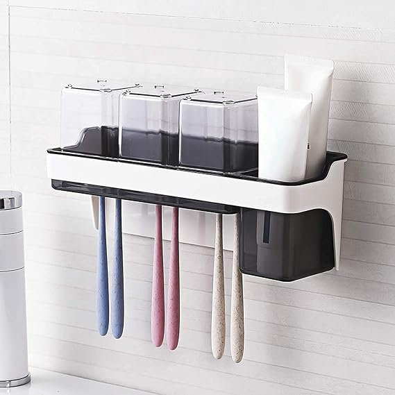 Zollyss Toothbrush Holder Wall Mounted Large Capacity Multiple