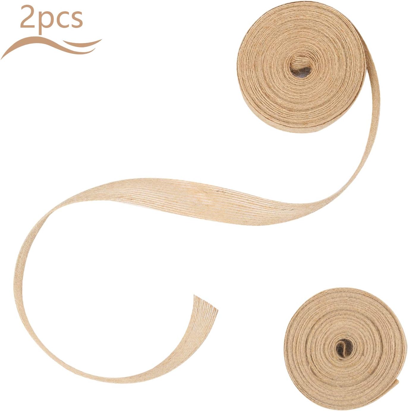 TAZEMAT 2 Rolls Natural Burlap Ribbon Rustic Linen Jute Ribbon for Gift Present Bouquet Wrapping DIY Crafts Wedding Party Event Chritmas Gift Decoration 10m Length 2cm Width Each Roll