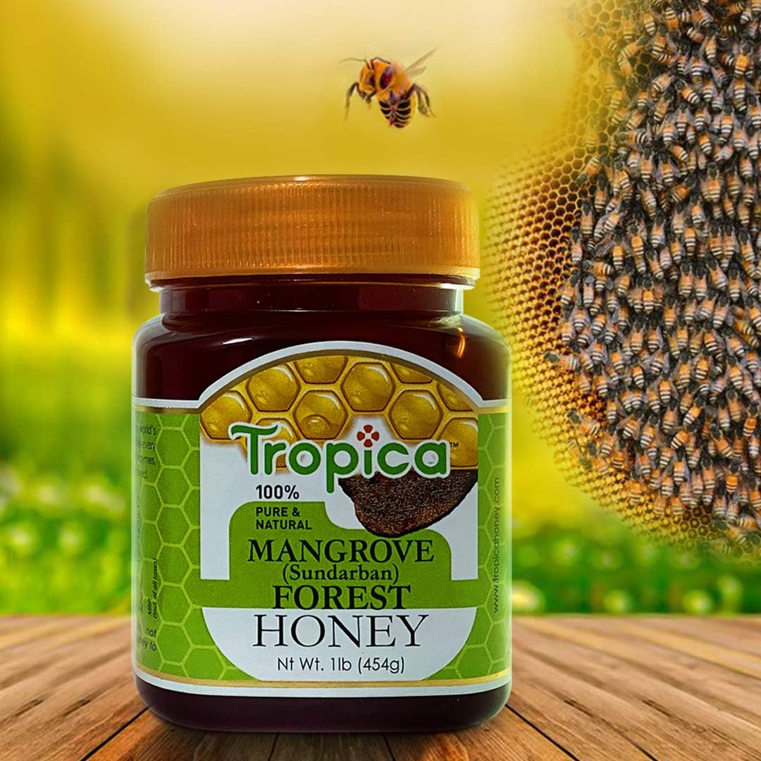 Tropica Honey - 100% Mangrove Natural Honey - Healthy, Organic an Pure - Gluten, Antibiotics, Additives Free – Non-GMO – Collected from Wild Flower Nectar – Vegan Friendly – 1LB