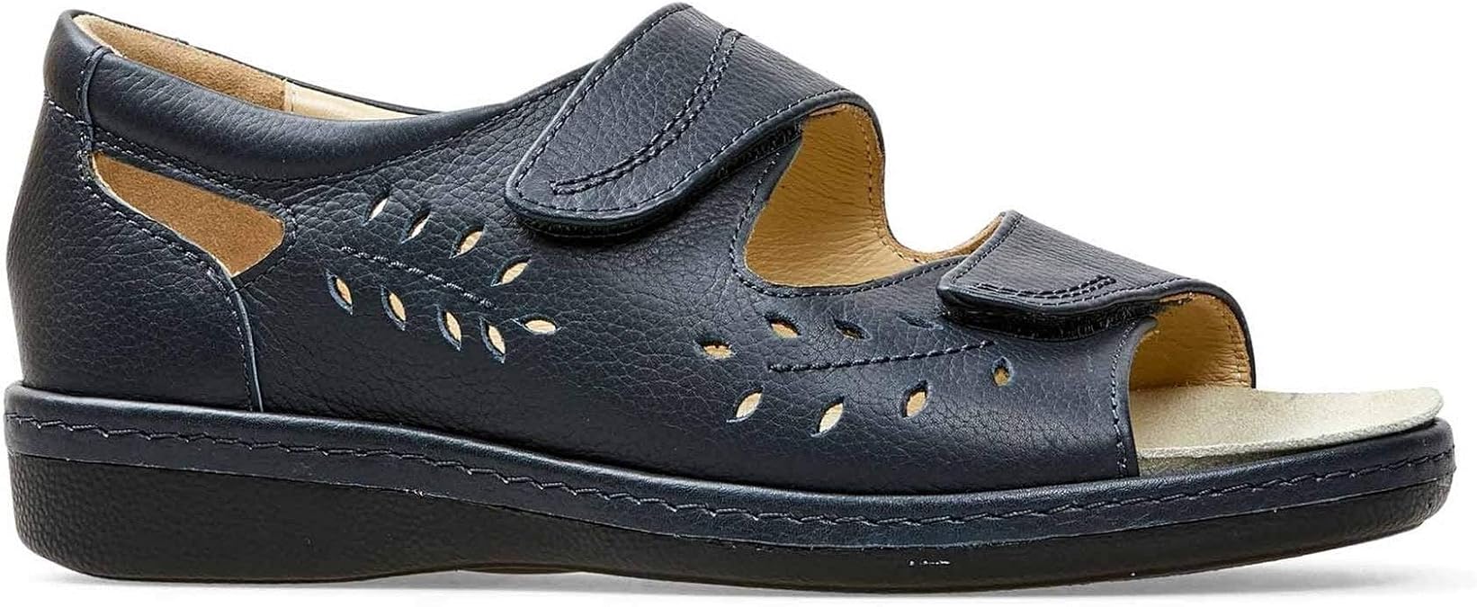 Padders Breeze Ladies Leather Extra Wide (2E) Sandals Navy Amazon.co