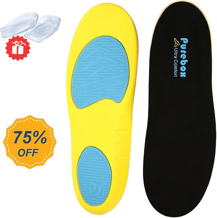 Men’s Orthotic Sports Insoles for Trainers Walking or Work Boots Shoes Size Suitable for UK 7.5