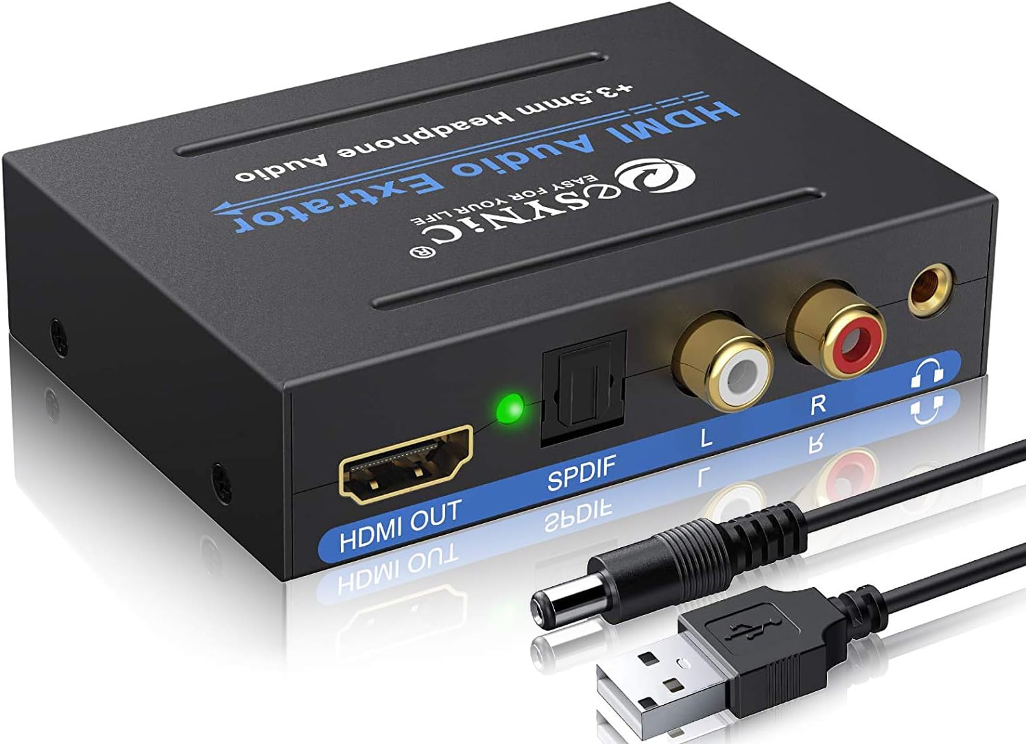 eSynic Professional HDMI Audio Extractor 4K HDMI Optical Adapter Audio Splitter with SPDIF,L/R and 3.5mm Output for PCM2.0,Dolby