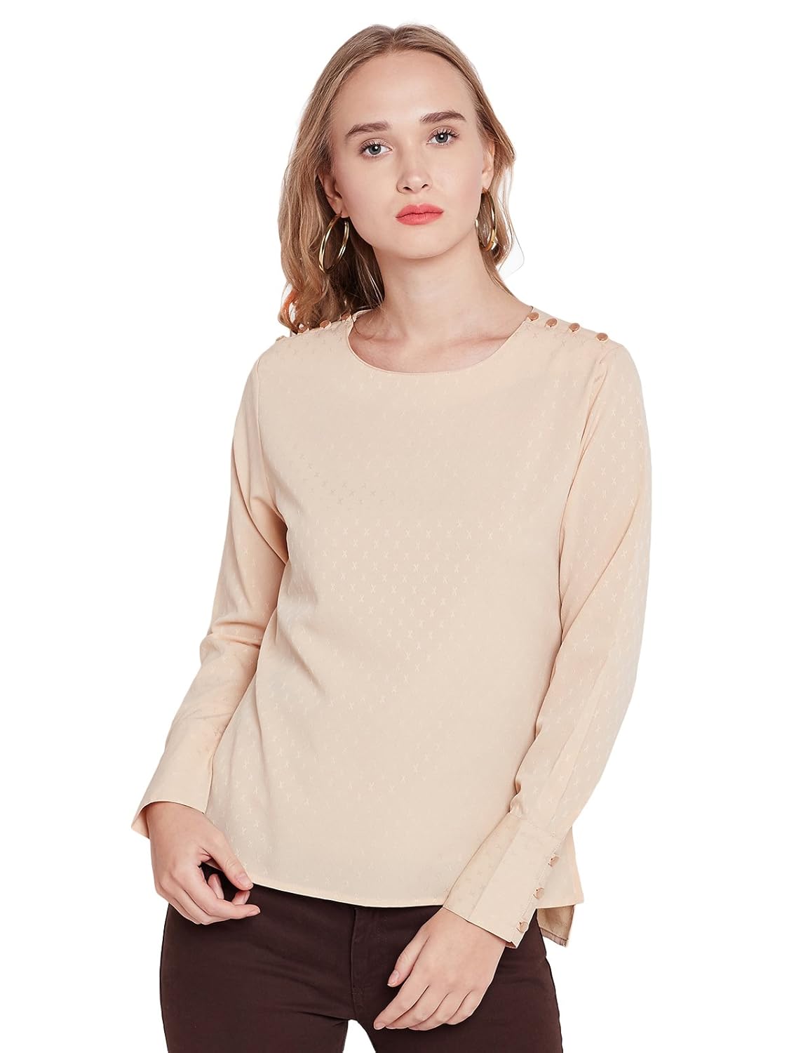 marie claire women beige self-design top