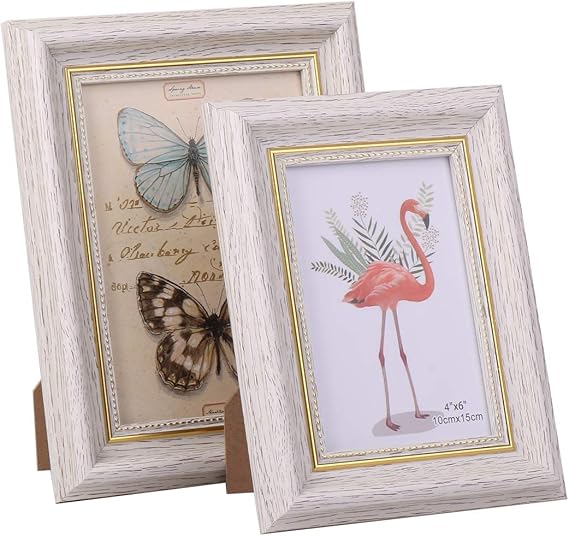 Amazon Co Jp 結婚式 受付 ウェルカム スペース 用 アンティーク 木目ホワイト 写真立て 2サイズセット ハガキ ２l フォト フレーム ホビー