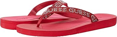 red guess flip flops