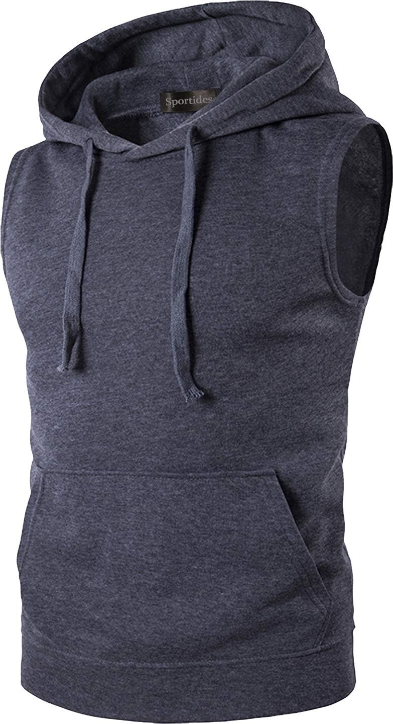 Sportides Men's Casual Gilet Waistcoat Hoodie Sleeveless Sweatshirt Vest JZA001