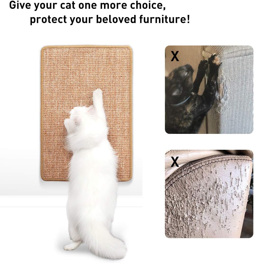 FUKUMARU Cat Scratcher Mat, 23.6 X 15.7 Inch Natural Sisal Cat Scratch Mats, Horizontal Cat Floor Scratching Pad Rug, Protect Carpets and Sofas : Pet Supplies