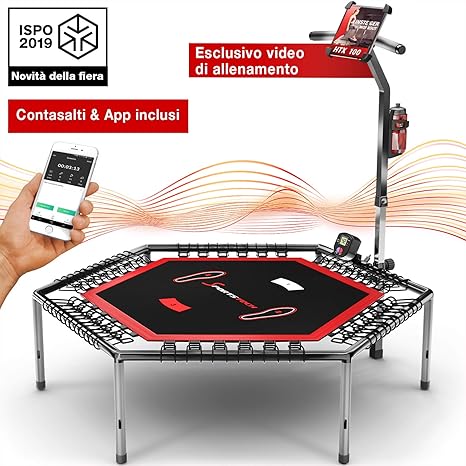 Novità 2019 Trampolino Elastico Fitness Con App Contasalti Cardiofrequenzimetro Pieghevole Impugnatura Regolabile In Altezza 8 Posizioni