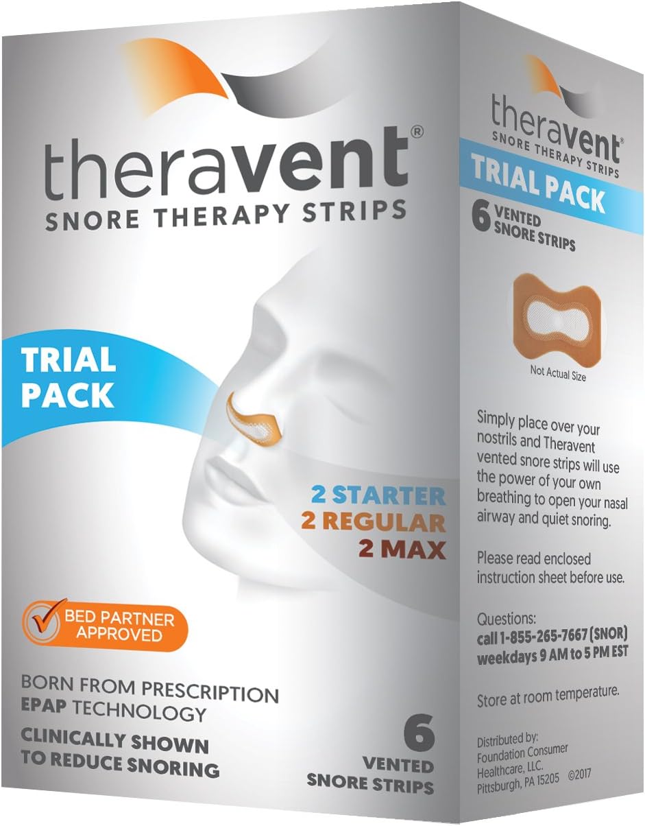 Theravent Snore Therapy Strips, Maximum Strength, Tackle the Toughest Snoring, Bed Partner Approved, 20 Count: Health & Personal Care