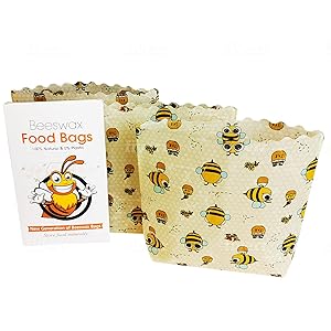 Beeswax Food Bags | 3 Small Size Bags 7x8x2 Inches | Cotton Fiber with Beeswax | Reusable & Biodegradable | Plastic-Free
