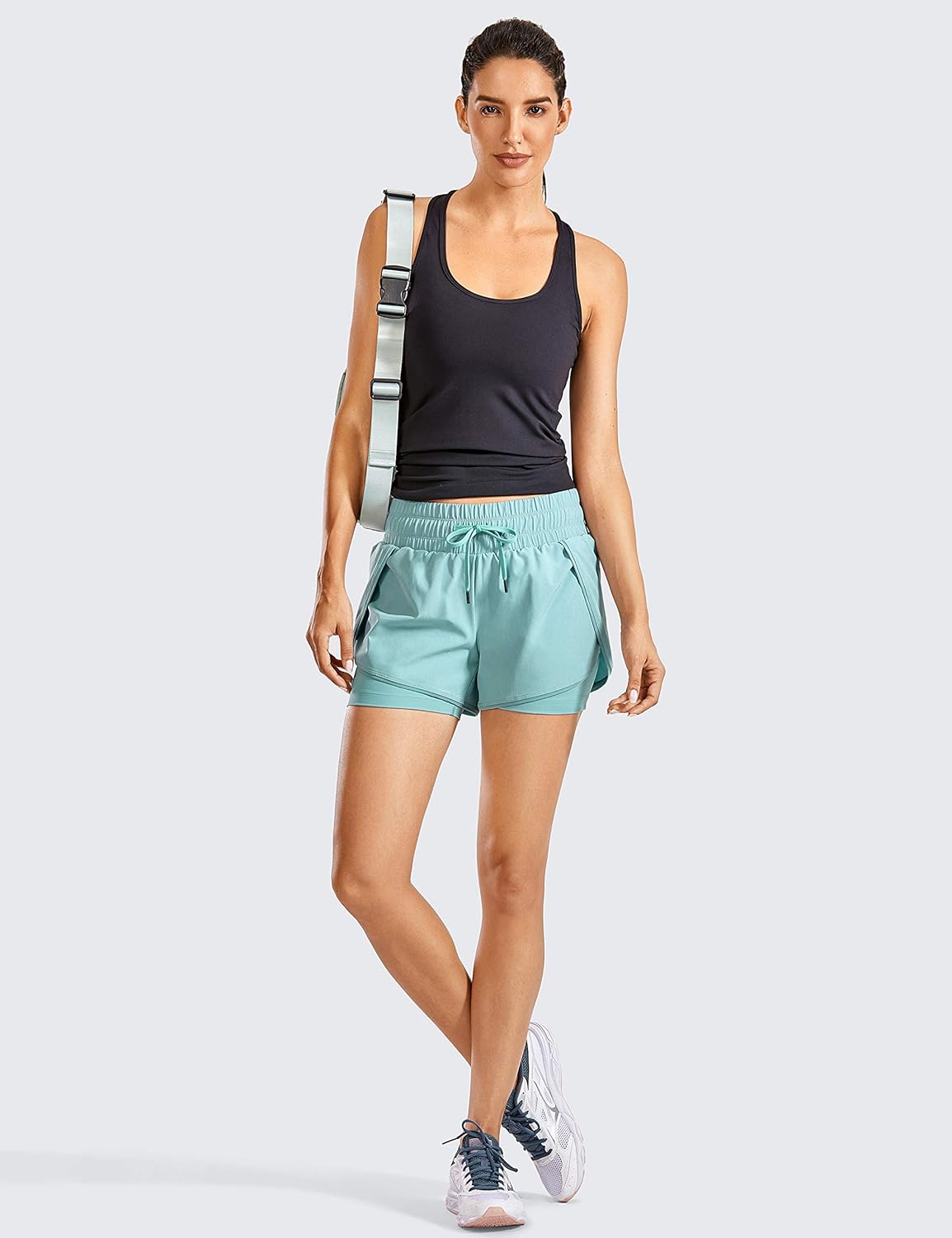 CRZ YOGA Workout Running Shorts Women with Liner 2 in 1 Athletic Sports Shorts with Zip Pocket- 3 inches: Clothing
