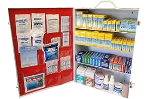 Rapid Care First Aid 864-09-1F 4 Shelf ANSI/OSHA Compliant All Purpose First Aid Cabinet & Medical Station with First Aid Sign, Exceeds OSHA/ANSI 2009, Wall Mountable, White