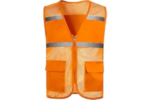 Zzalalana Kids Safety Vest with Pockets Mesh High Visibility Reflective Volunteer Activity Vest for Boys Girls 8-18 Years