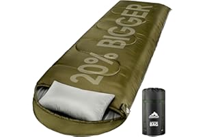 MEREZA Sleeping Bag for Adults Mens, Cold Weather Sleeping Bags XL Queen Size Sleeping Bag with Compression Sack for All Seas