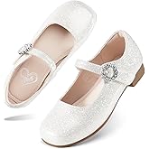 Stelle Girls Dress Shoes Mary Jane Ballet Flats Flower School Shoes for Wedding Party Toddler/Little/Big Kid