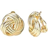Yoursfs Love Knot Clip on Earrings for Women Silver and Gold plated Non Pierced Floral Earrings