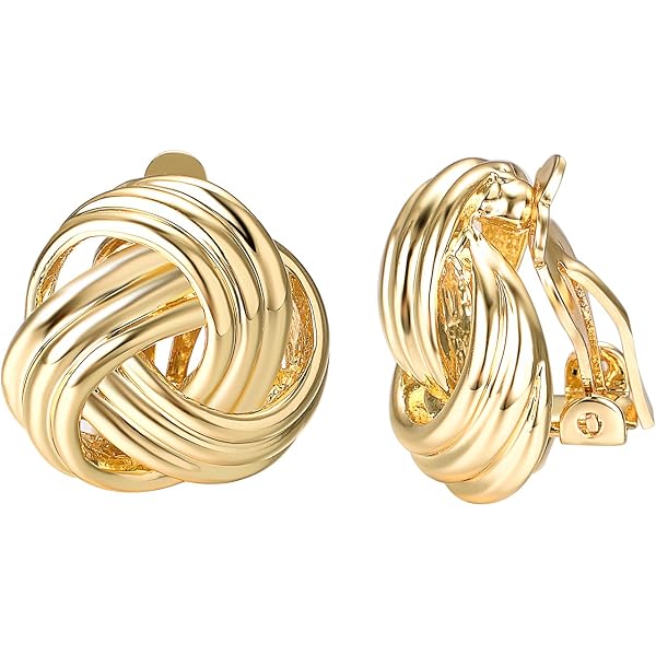 Boucle D'oreille Noeud (tour D'oreille) Clip Ou Percé - Métal Argenté Sans Nickel - Neuf