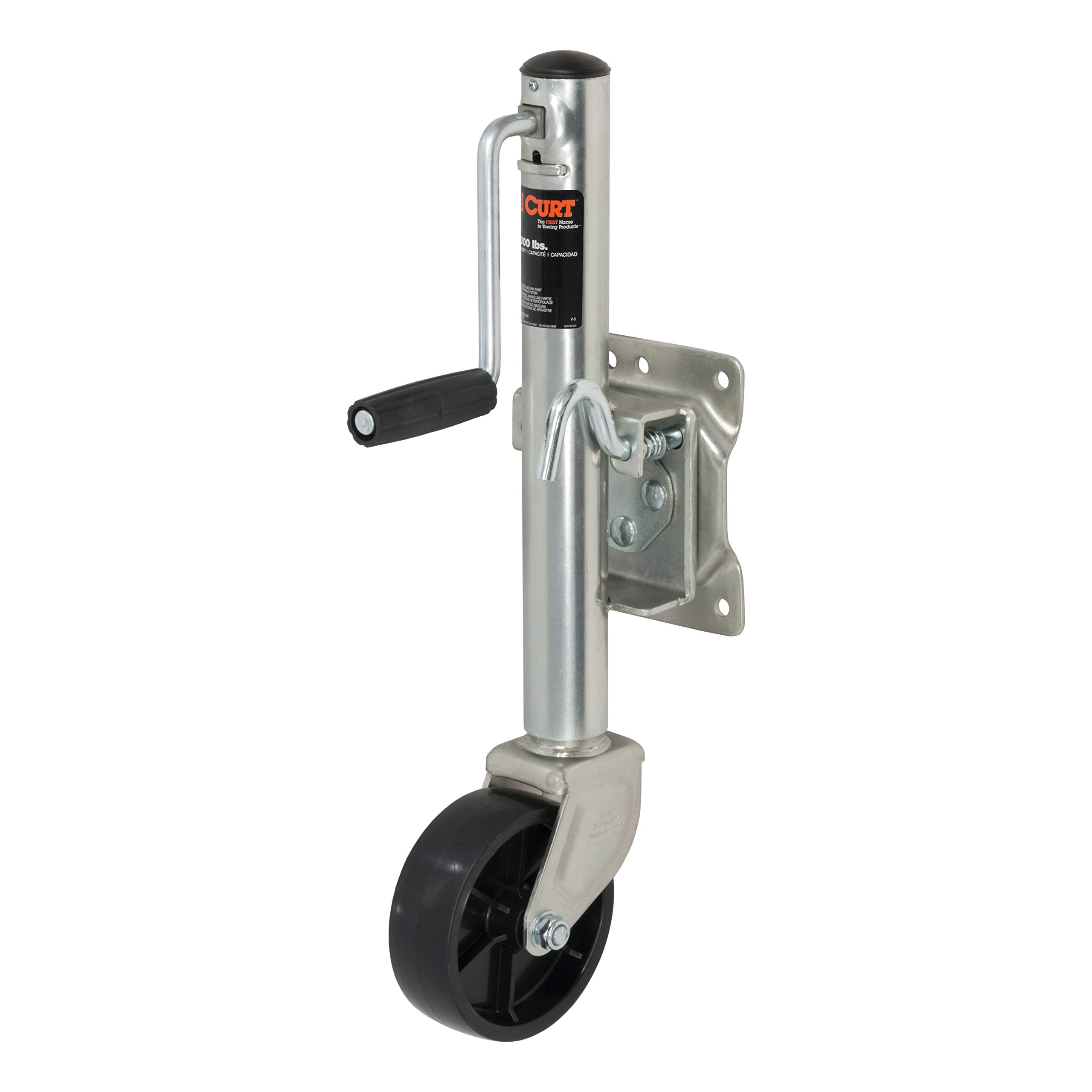 CURT 28112 Marine Boat Trailer Jack with 6-Inch Wheel 2000 lbs, 11 Inches Vertical Travel