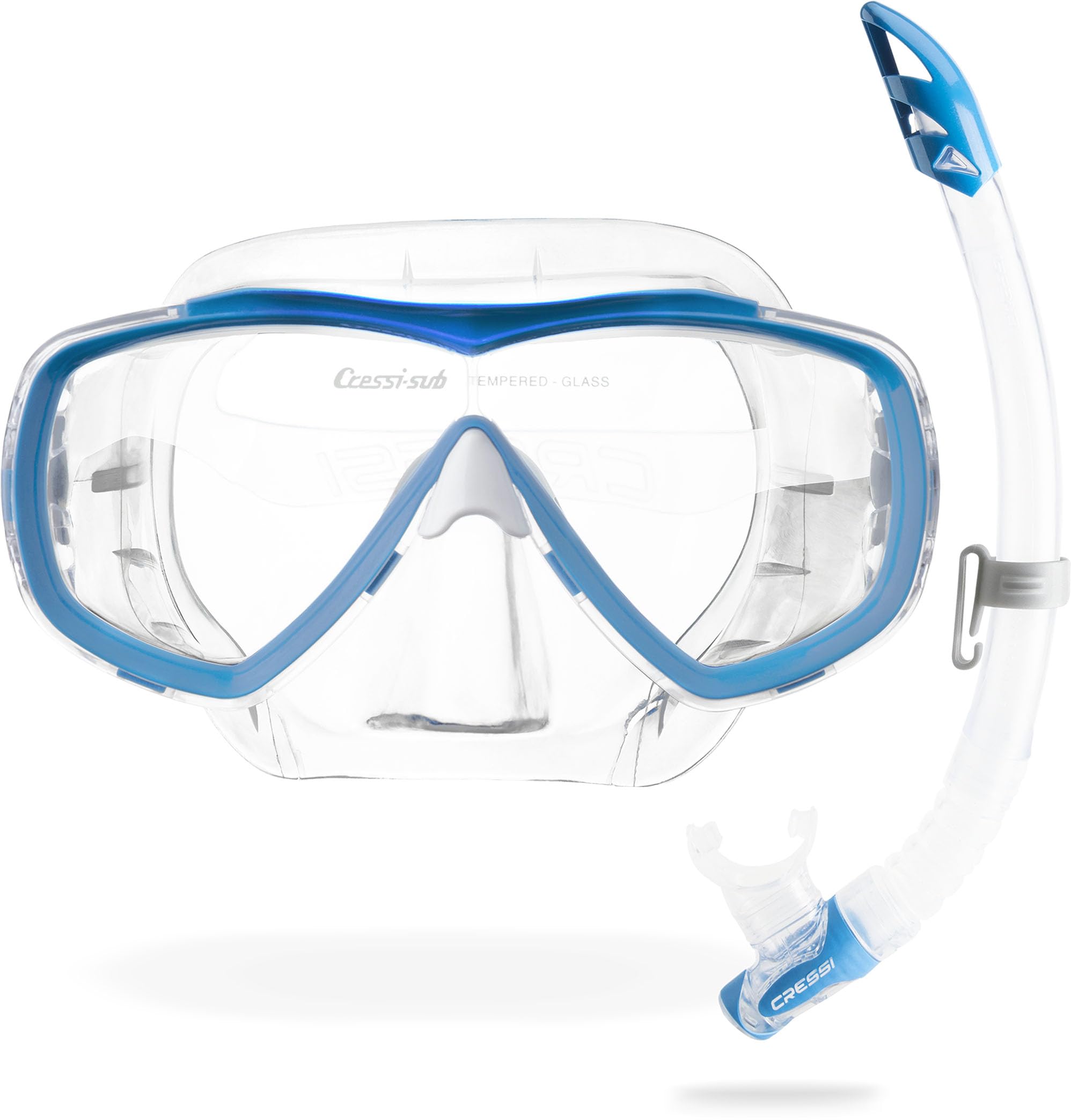 Cressi Estrella - Combo Set Mask Estrella + Snorkel Gamma, Transparent/Blue, One Size, Unisex Adult