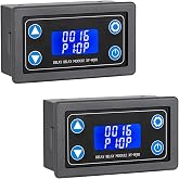 DROK Time Delay Relay 2pcs, DC 6-30V Timer Relay 12V 24V 0.01s-9999min 50mA Digital Timer Cycle Delay Switch Module AC 220V Power On-Off Controller with LCD Display Switch Button Case