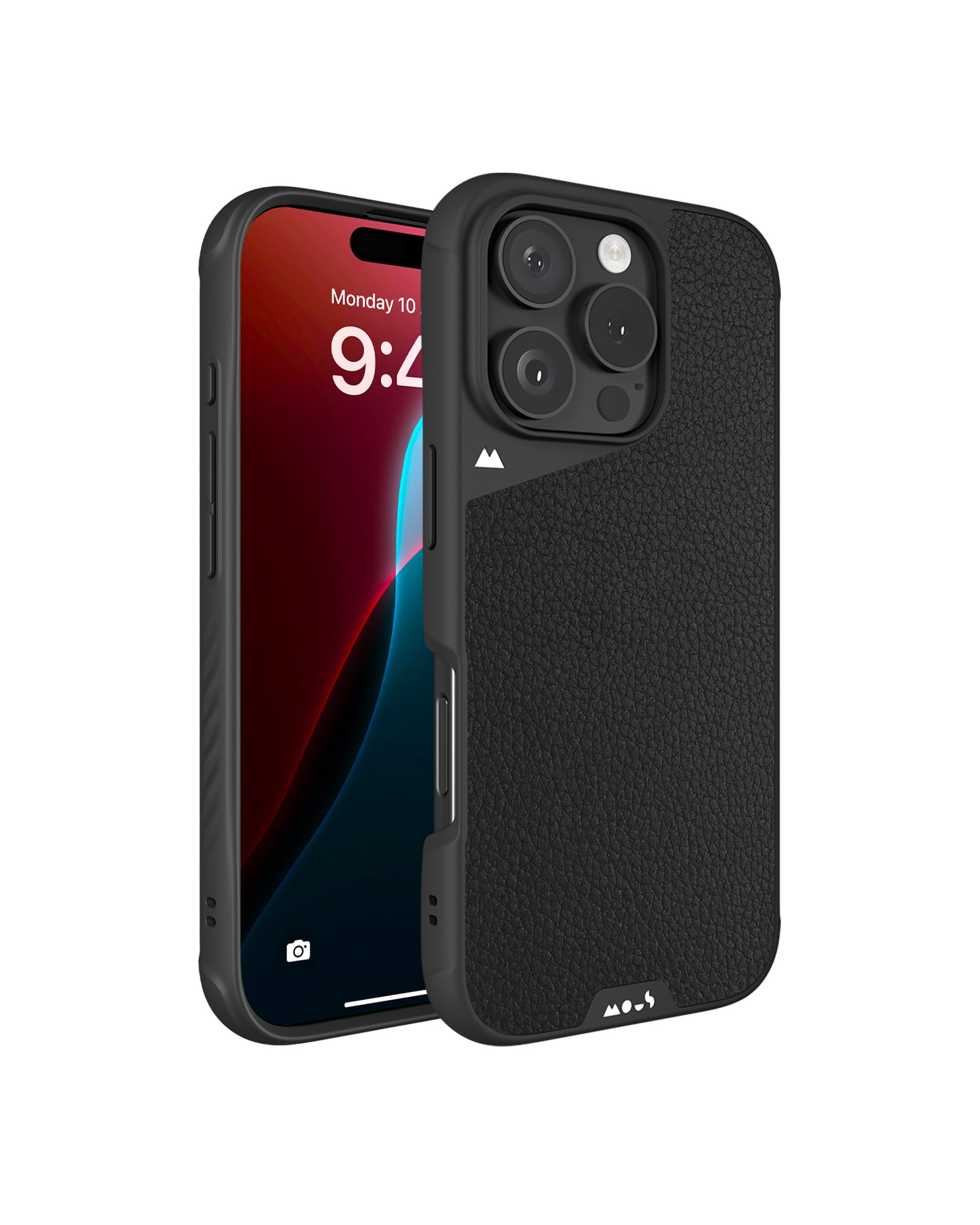 Mous for iPhone 16 Pro Max Case MagSafe Compatible - Limitless 6.0 - Black Leather - Protective Shockproof Phone Cover